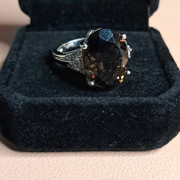 Colombianite and Natural White Zircon Ring in 925 Sterling Silver - Picture 4 of 8